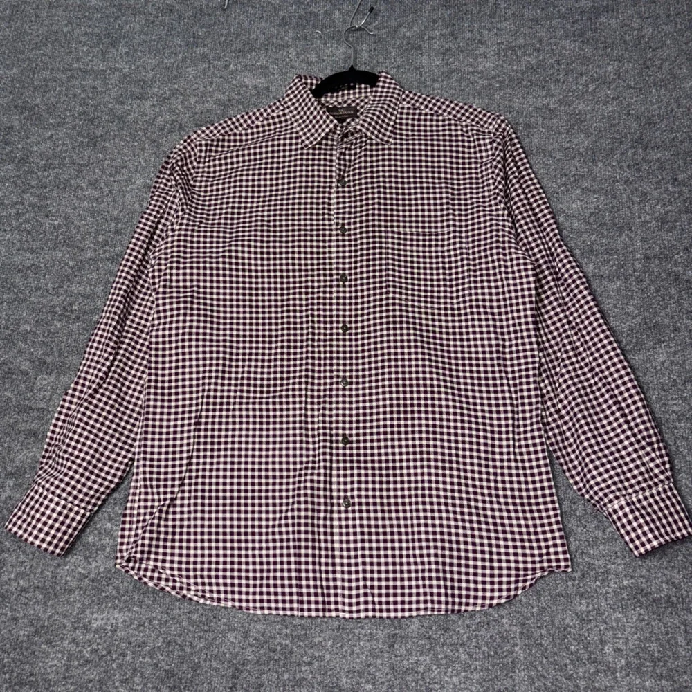 Rodd and Gunn The Hermitage Shirt Mens Large Purple White Gingham Italian Fabric